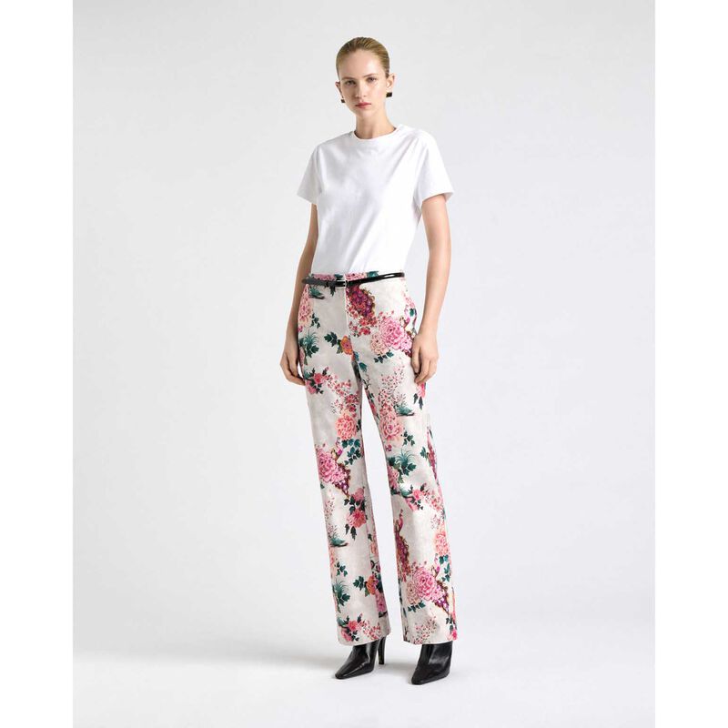 Cue Parchment Peacock Garden Faille Straight Leg Pant image number 3